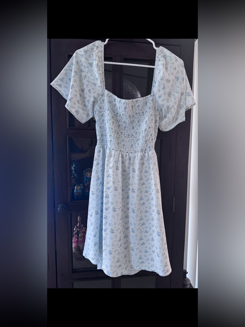 Princess Polly Light Blue Floral Puff-Sleeve Midi Dress
